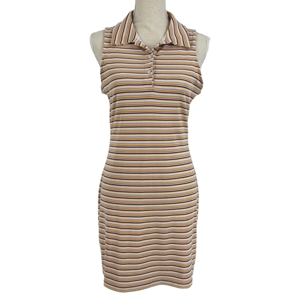 SO Juniors Sleeveless Polo Collared Casual Dress Striped Button Front Size Large